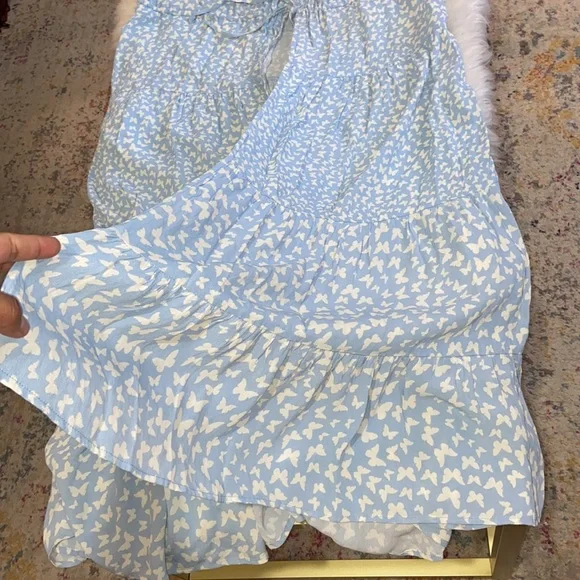 Free People RAHI Blue Butterfly Duster Kimono Size OS/ALL Beach Coverup - Picture 5 of 16